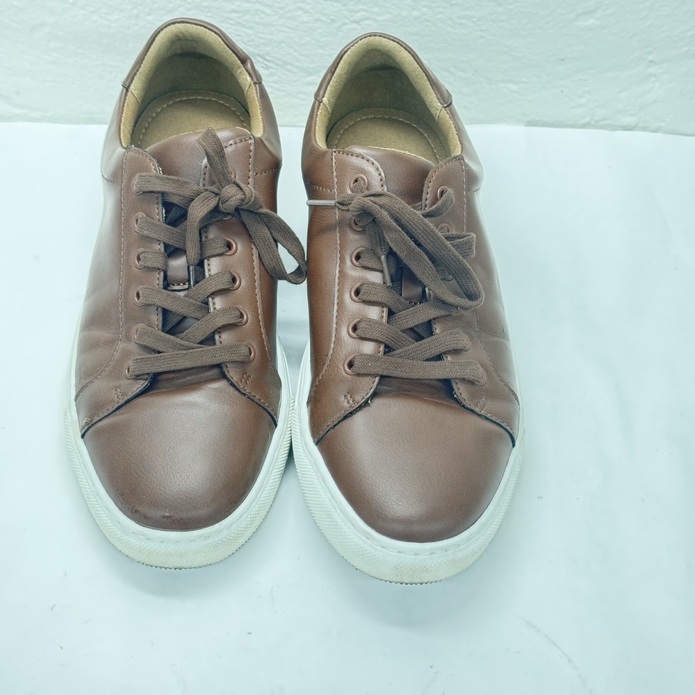BANANA REPUBLIC  Cognac Brown Vegan Leather Casual Sneaker Shoes  Mens Size 10